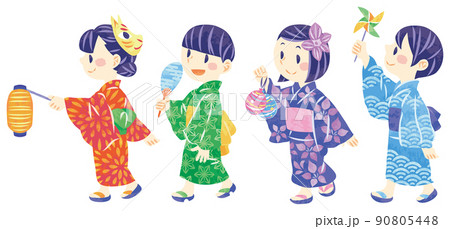 ゆかた 女の子のイラスト素材