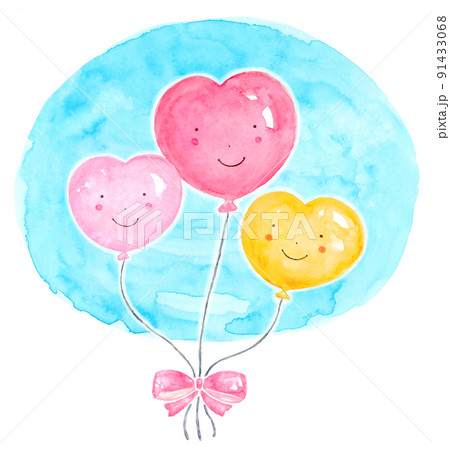 ハートバルーンのイラスト素材