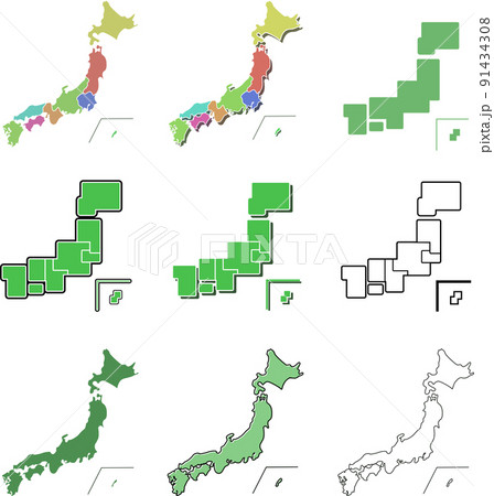 近畿地方の地図のイラスト素材