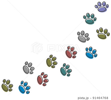 猫 ねこ 足跡 肉球 イラストの写真素材