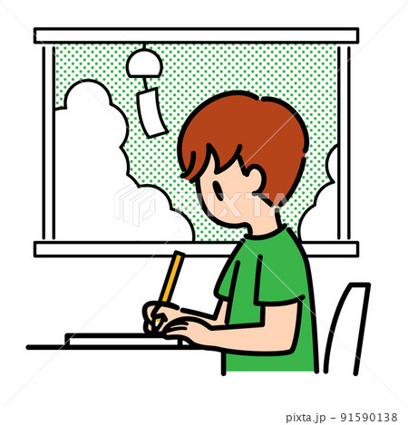 夏休み 宿題のイラスト素材