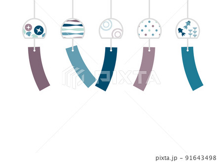 暑中お見舞い 風鈴 ポストカード 風のイラスト素材
