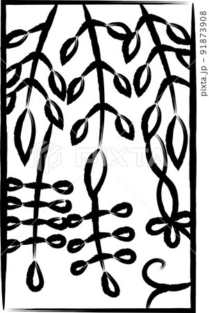 モノクロ 藤 藤の花 イラストの写真素材