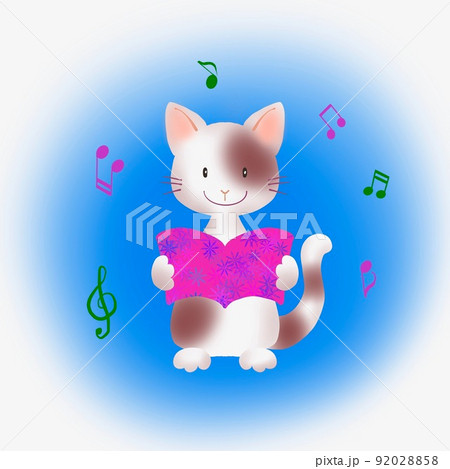 音楽 猫 イラスト 音符 かわいいのイラスト素材