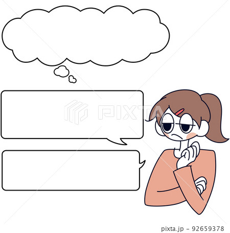 悩む 考える 女の子 思案のイラスト素材