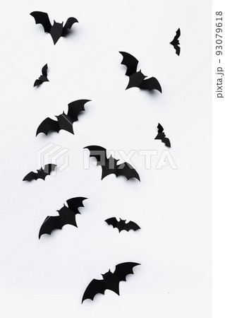 The shadow of a bat against a gray wall. A silhouette of an animal