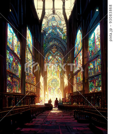 教会 ステンドグラスのイラスト素材