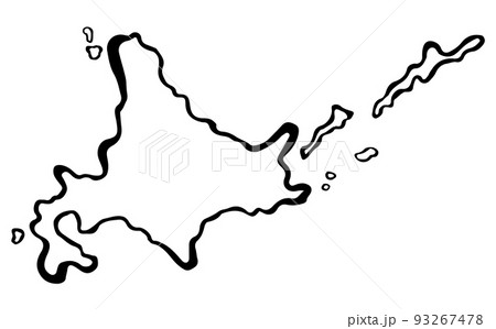 手書き 日本地図 ベクター 墨絵のイラスト素材