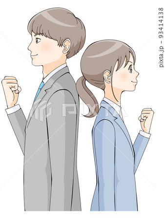 男 スーツ 横向きのイラスト素材