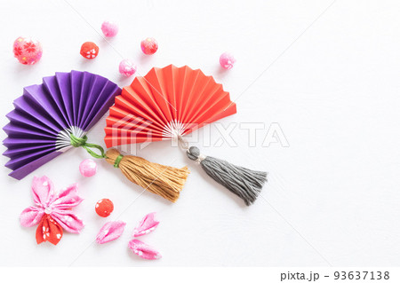 折り紙 和 飾り玉 正月の写真素材