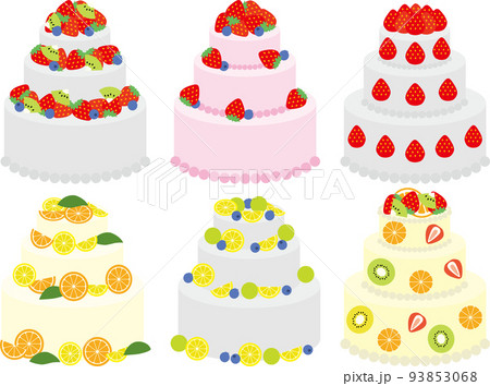 三段ケーキ デコレーションケーキのイラスト素材