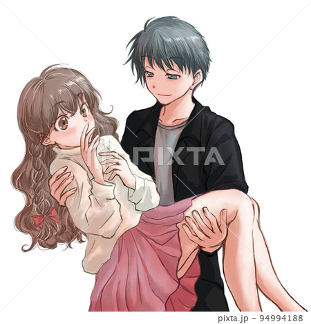 お姫様抱っこ カップルのイラスト素材