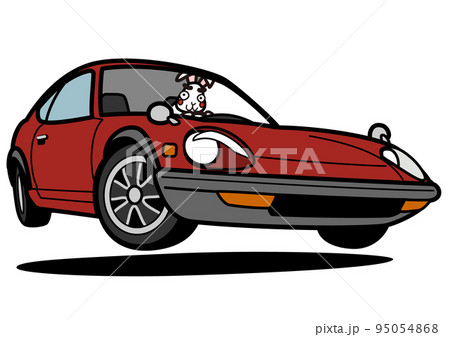 旧車 イラストカー 旧車イラスト かわいい車の写真素材