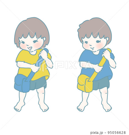 女の子 男の子 子ども お着替えのイラスト素材