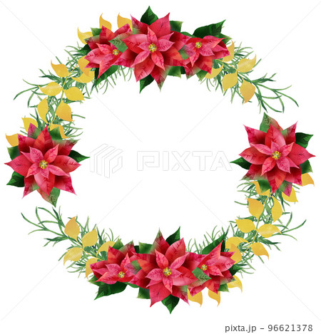 透明水彩画原画　クリスマス　聖夜　ポインセチア 透明水彩画原画クリスマス聖夜ポインセチア