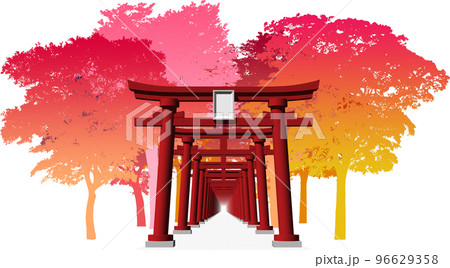 伏見稲荷大社 千本鳥居 鳥居 イラストのイラスト素材