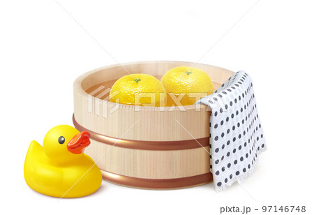 温泉 ゆず 風呂桶 柚子湯の写真素材 - PIXTA
