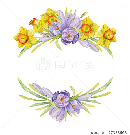 クロッカスの水彩画（フレーム付き） クロッカスの水彩画（フレーム付き） クロッカス | R_M ｜インテリア