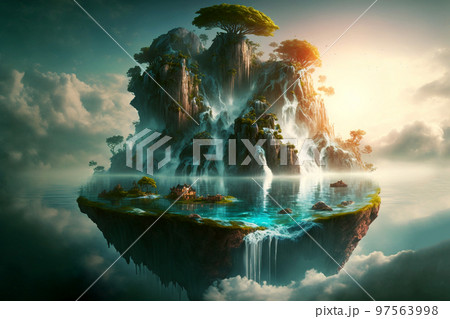 浮島 空のイラスト素材