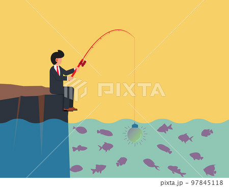 Businessman man lure trap people on a fishing hook