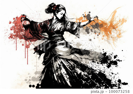 女性 水墨画 人物 若いのイラスト素材 - PIXTA