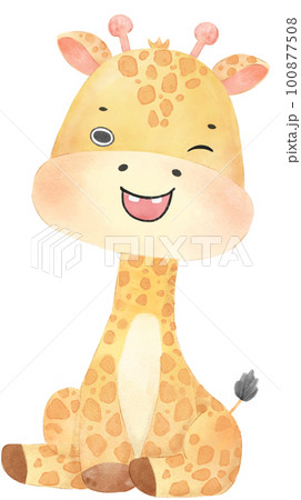 キリン 水彩画 水彩 動物のイラスト素材 - PIXTA