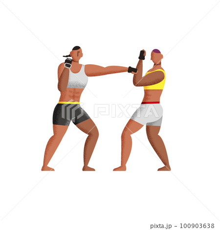 女性 格闘技 選手 殴るのイラスト素材 - PIXTA