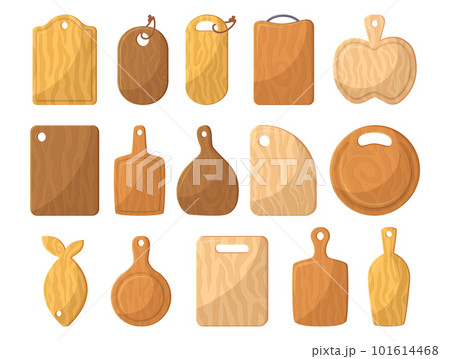 Wooden cutting board set kitchen Royalty Free Vector Image