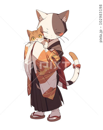 和服 江戸時代 時代劇 猫のイラスト素材 - PIXTA