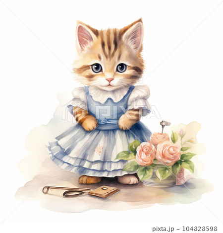 じゃれねこちゃんヘアクリップ さばとら×紫陽花 嘆かわしい