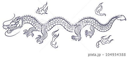 ドラゴン 龍 水墨画 雲のイラスト素材 - PIXTA