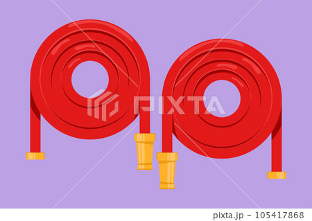 Fire hose line icon, equipment and water, hose reel sign, vector