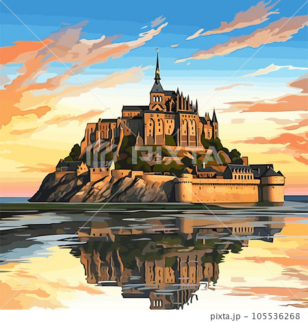 水彩画　モンサンミッシェル　風景画　美術　インテリア　修道院　世界遺産の絵 モンサンミッシェル: Gallery TAMA