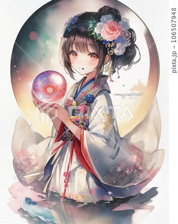 月を見つめる女の子