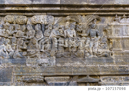 MAR150 ボロブドゥール石仏 インドネシア 仏像 8-9世紀 仏教美術 箱付