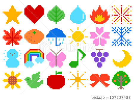 ドット絵 リボン カラフル ゲームのイラスト素材 - PIXTA