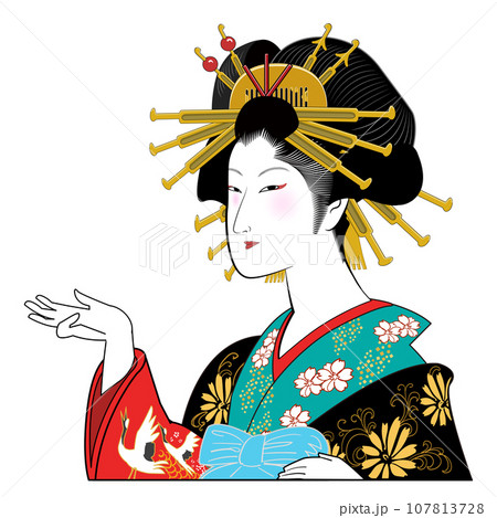 花魁 着物 日本画の写真素材 - PIXTA