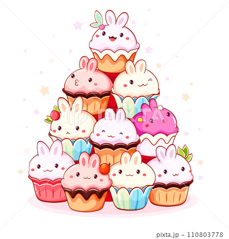 うさぎ ウサギ 兎 カップケーキのイラスト素材 - PIXTA