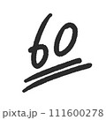 ラフな手書きの赤い数字の60とシンプルな装飾 - 60点のテストの点数や