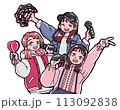 カラオケではしゃぐ3人の女の子のイラスト素材 [113092839] - PIXTA