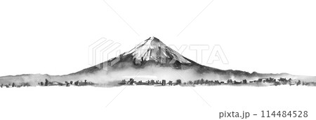 風景 モノクロ 富士 富士山のイラスト素材 - PIXTA