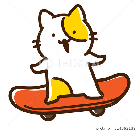 猫 スケボー スケートボード 動物のイラスト素材 - PIXTA