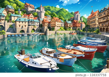 港町 風景のイラスト素材 - PIXTA