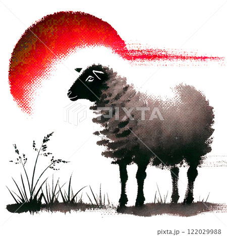 動物 羊 十二支 墨絵のイラスト素材 - PIXTA