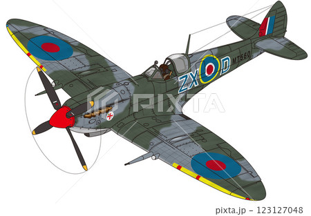 イギリス空軍のスピットファイア戦闘機イラスト - No: 23982677