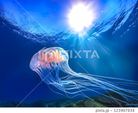 海月 くらげ 水中 神秘的のイラスト素材 - PIXTA