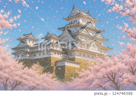 姫路城 桜のイラスト素材 - PIXTA