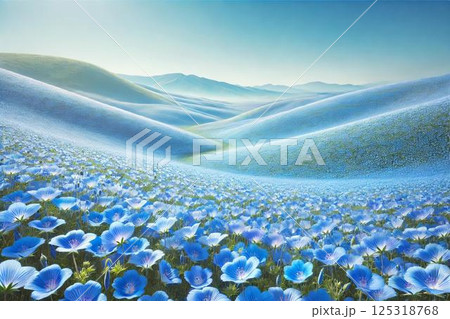 テクスアート 風景 ネモフィラ 青い花 ブルーフラワー 丘 花の絵 花柄 テクスアート 風景 ネモフィラ 青い花 ブルーフラワー 丘 花の絵