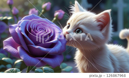 猫 薔薇 花 動物のイラスト素材 - PIXTA