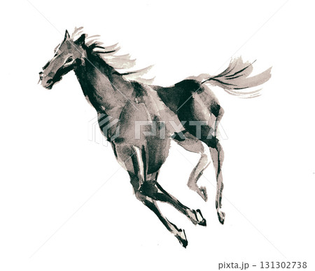 干支馬水墨画自分の大切なものを人の為に使うと 水墨画